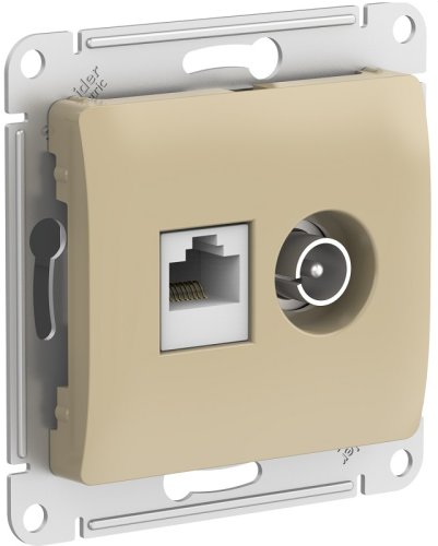 Розетка RJ45+TV Оконечная без рамки Systeme Electric Glossa 2-м. титан картинка